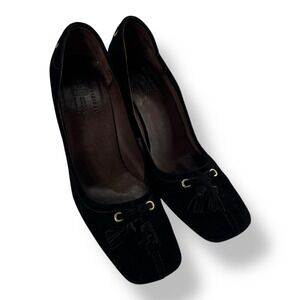 The Original Car Shoe Black Suede Wedge Loafer Platform Shoes Women's 9